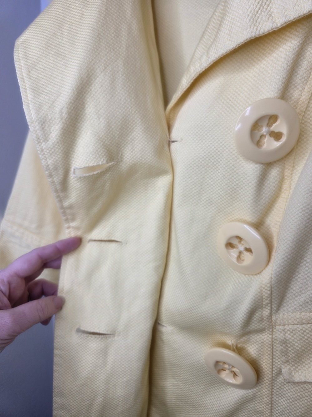 Candie's Soft Yellow Double-Breasted Pea Coat - Picture 8 of 15